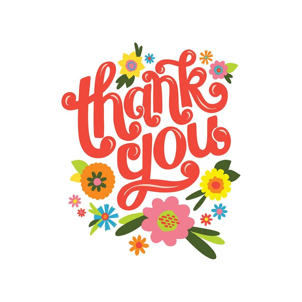 Bright floral thank you card from Pictura featuring colorful flower illustrations on an everyday card design.